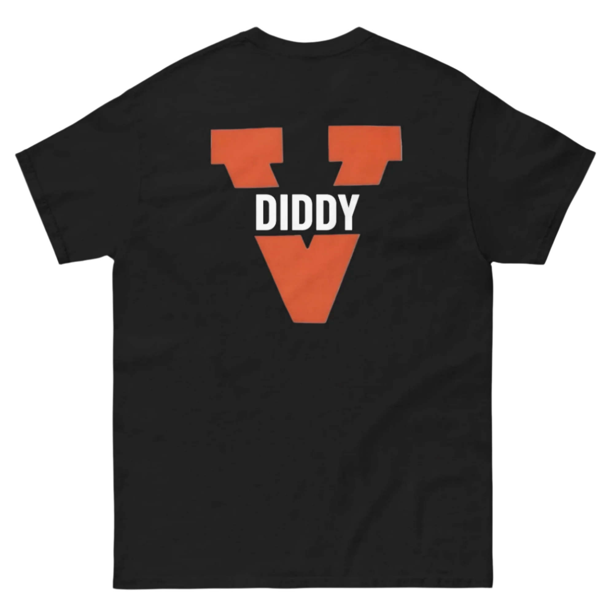 Back of black diddy t-shirt with UVA logo