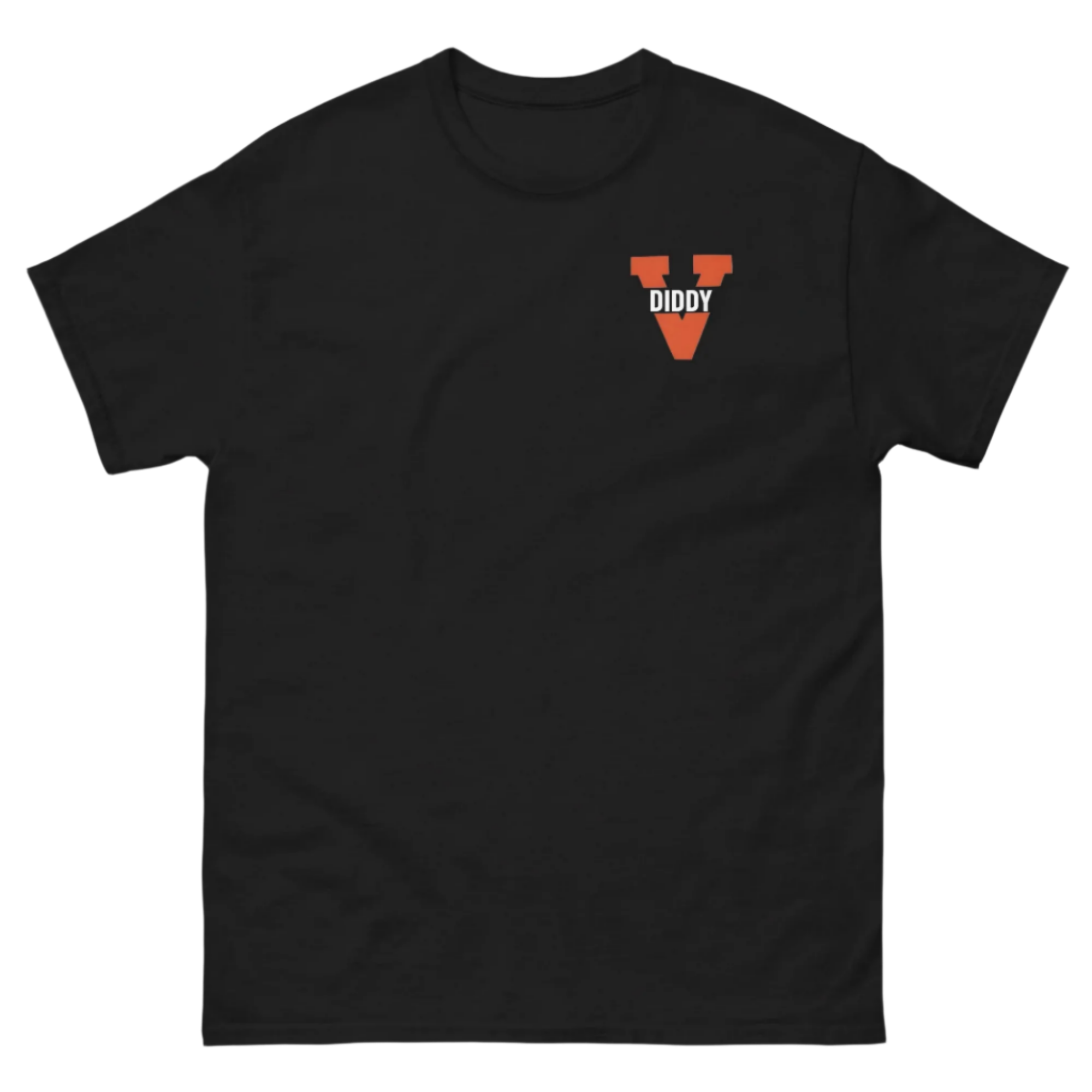 Front of black diddy t-shirt with UVA logo